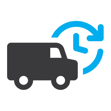 Delivery truck icon with a clock, symbolizing off-grid distribution and efficient logistics solutions.