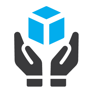 Hands holding a blue cube symbolizing off-grid distribution solutions.