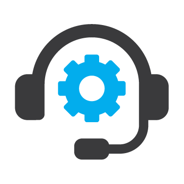 Support services icon with headset and gear, symbolizing technical assistance in off-grid distribution.