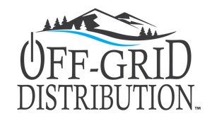 Off-Grid Distribution logo with mountain and tree design, representing sustainable and independent energy solutions.