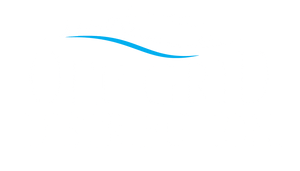 "Off-Grid Distribution logo with mountain design in white and blue accents"