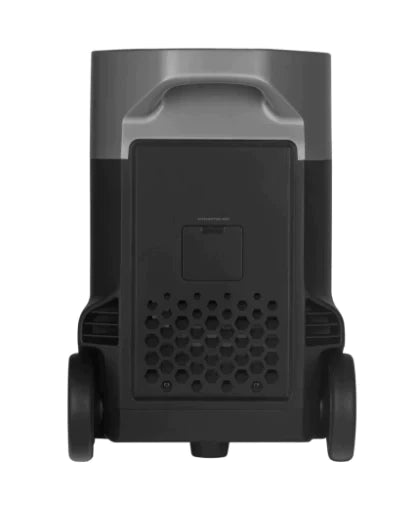 EcoFlow DELTA Pro Smart Extra Battery rear view with wheels, Off-Grid Distribution, doubles capacity to 7200Wh for B2B wholesale.