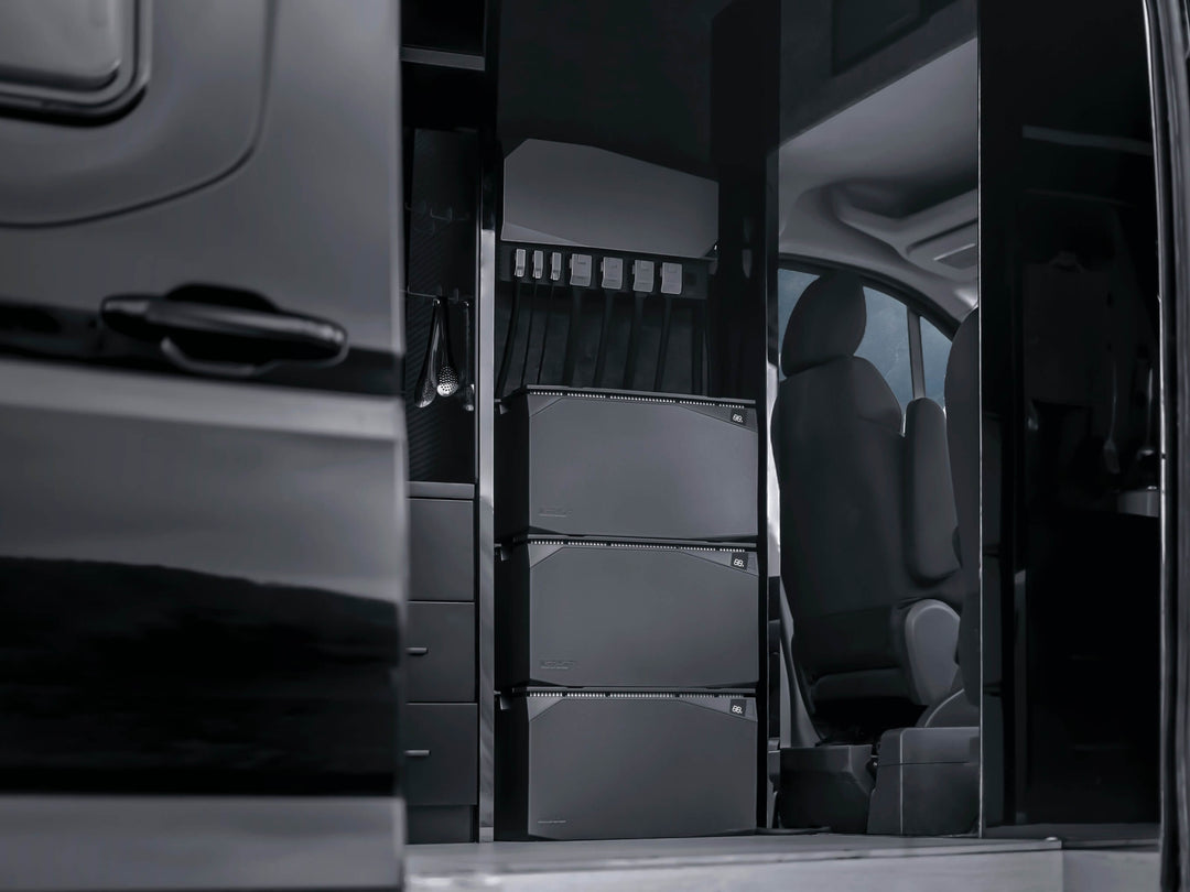 EcoFlow 5kWh Power Kits in van for off-grid living, B2B solution by Off-Grid Distribution, ideal for tiny homes and RVs.