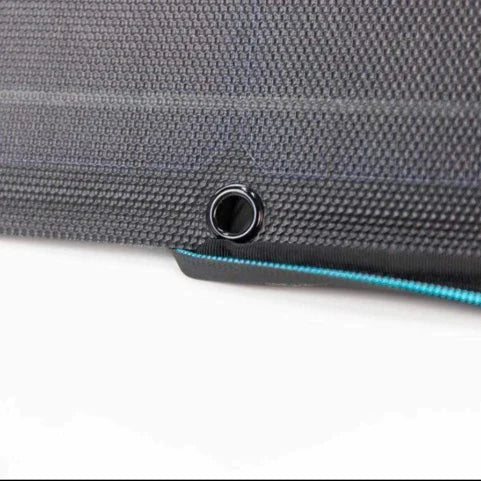 Close-up of EcoFlow 110W Solar Panel texture highlighting the durable material for reliable off-grid distribution.