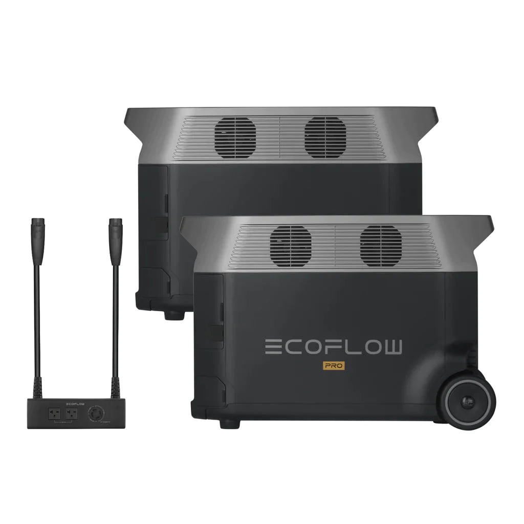 EcoFlow DELTA Pro x 2 with Double Voltage Hub for Off-Grid Distribution, clean power solution for B2B wholesale and reliable home backup.