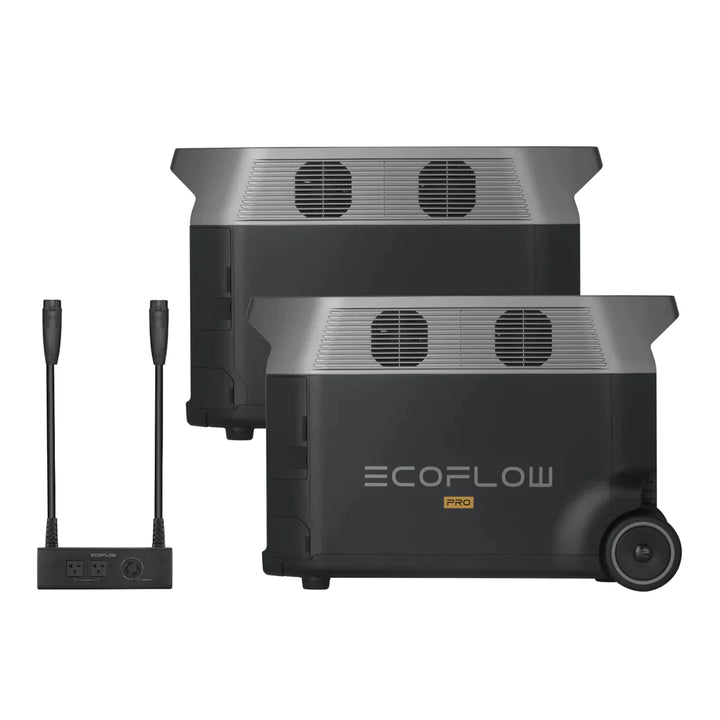 EcoFlow DELTA Pro x 2 with Double Voltage Hub for Off-Grid Distribution, clean power solution for B2B wholesale and reliable home backup.