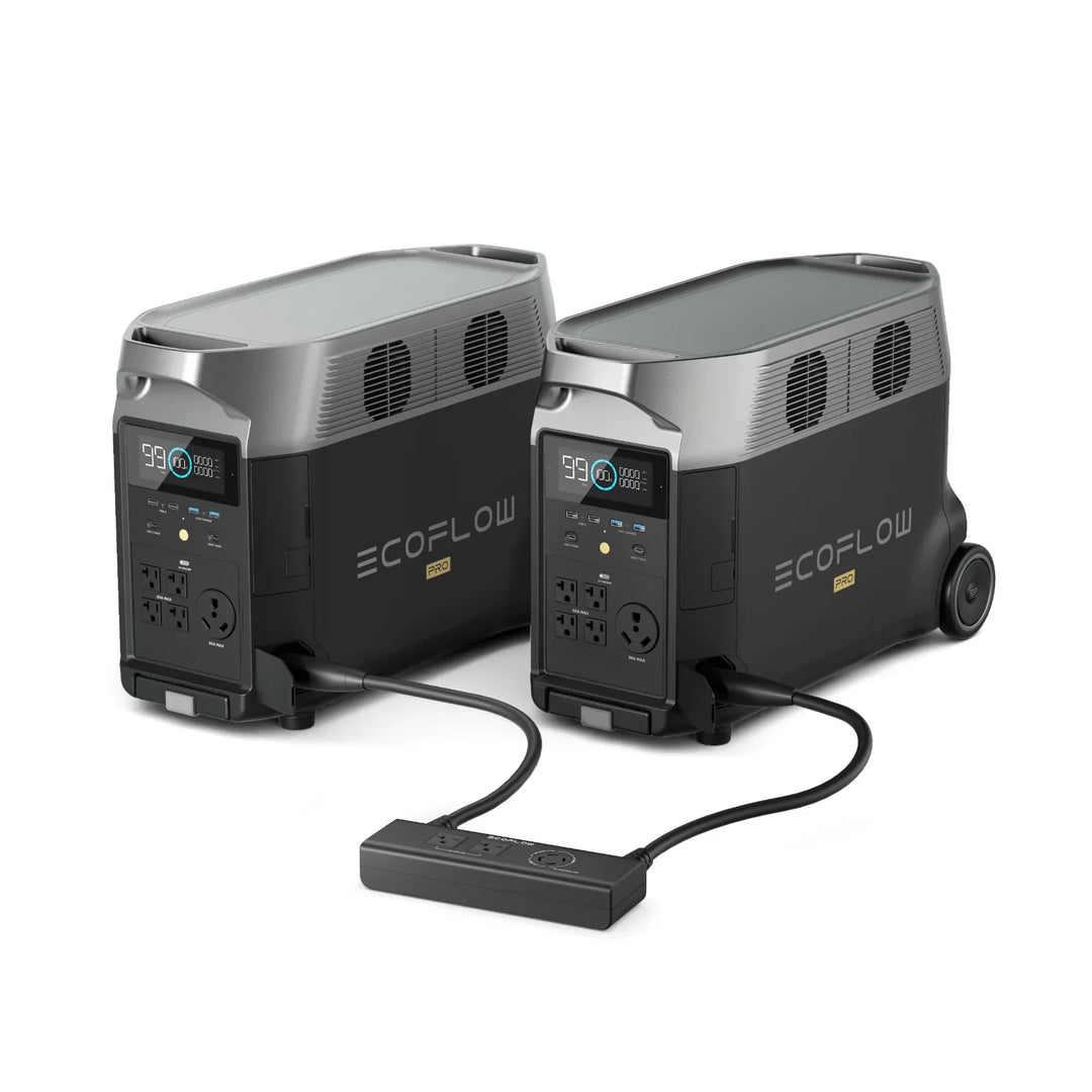 EcoFlow DELTA Pro x 2 with Double Voltage Hub by Off-Grid Distribution for reliable home backup and EV charging solution.