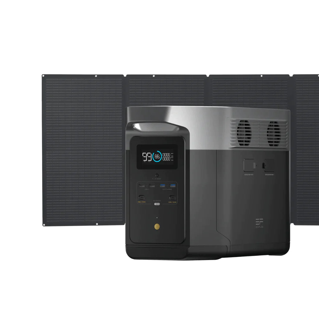 EcoFlow DELTA Max 2000 with 220W Solar Panel for Off-Grid Distribution, home emergency power solution, B2B wholesale energy storage.