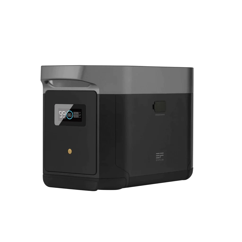 EcoFlow DELTA Max 2000 with Smart Extra Battery for Off-Grid Distribution B2B, expandable 6kWh emergency power solution.
