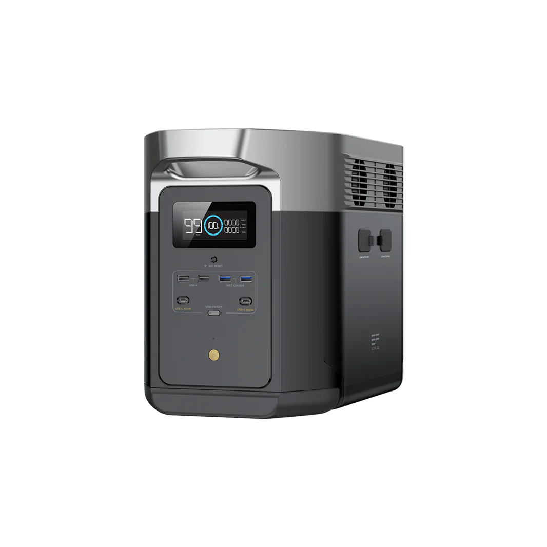 EcoFlow DELTA Max Power Station for emergency home power by Off-Grid Distribution, rapid charging, supports heavy-duty devices.