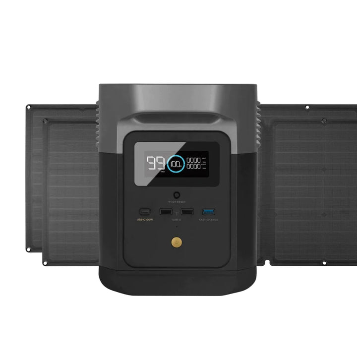 EcoFlow DELTA mini with 110W solar panel for off-grid distribution, portable power for 90% of electronics by Off-Grid Distribution.