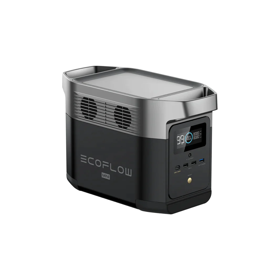 EcoFlow DELTA mini Power Station by Off-Grid Distribution, lightweight portable power for B2B, 1400W to 1800W output, powers up to 12 devices.