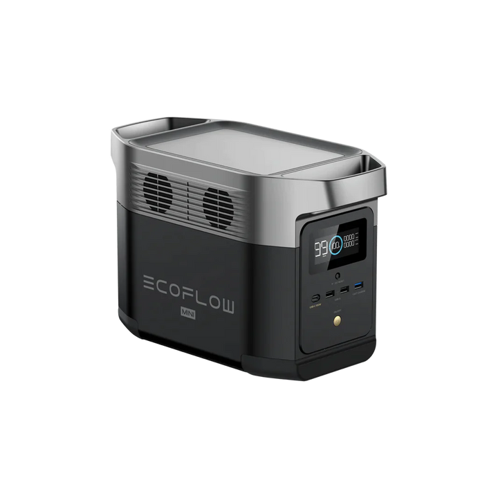 EcoFlow DELTA mini Power Station by Off-Grid Distribution, lightweight portable power for B2B, 1400W to 1800W output, powers up to 12 devices.