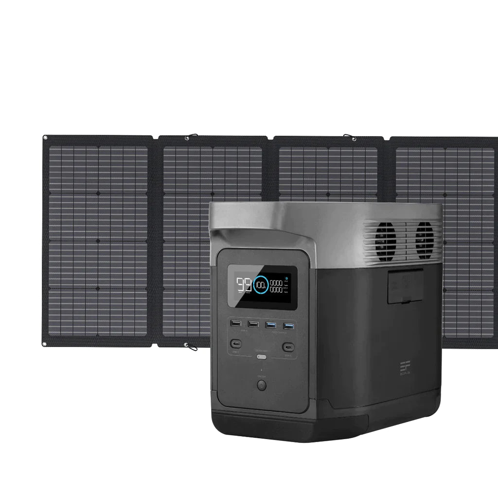 EcoFlow DELTA 1000 with 220W Solar Panel by Off-Grid Distribution for B2B wholesale, fast charging battery-powered generator.