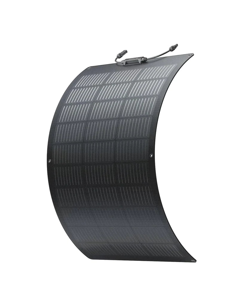 EcoFlow 100W Flexible Solar Panel by Off-Grid Distribution, lightweight and weatherproof for RV, van roofs, and boats.