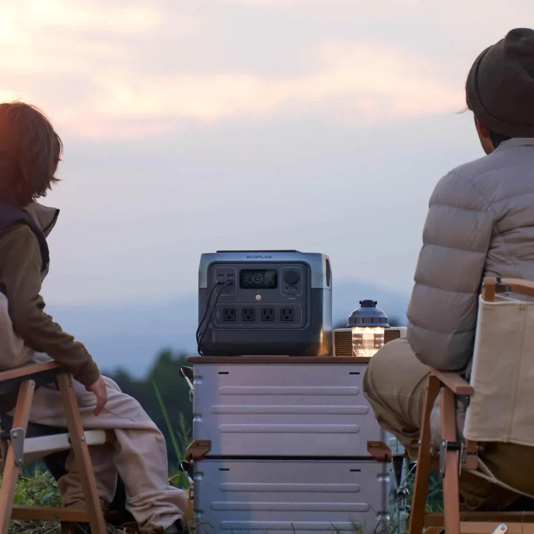 Portable EcoFlow RIVER 2 Pro Power Station in outdoor setting, ideal for off-grid adventures, available from Off-Grid Distribution.