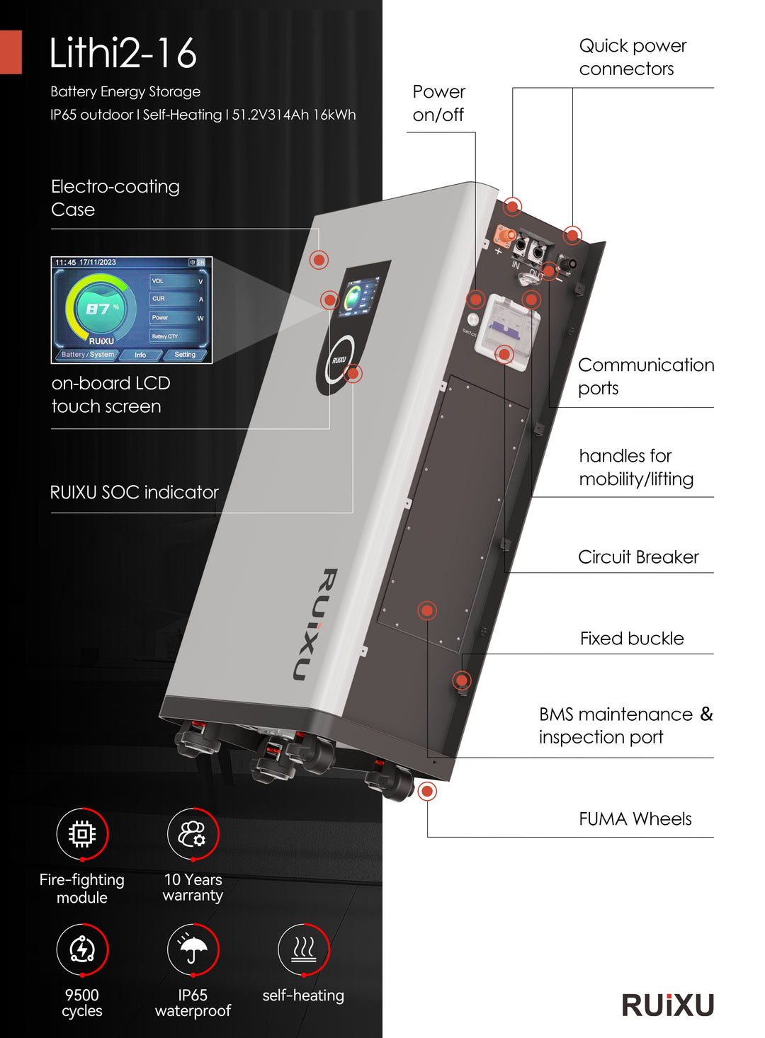 RUiXU Lithi2-16 16kWh LFP Battery