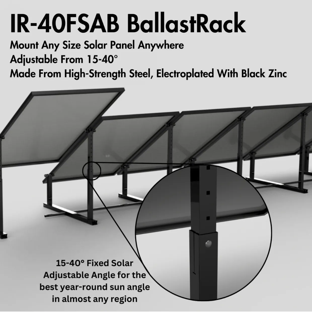 IntegraRack BallastRack Fixed Adjustable Solar Module Rack - Black Zinc