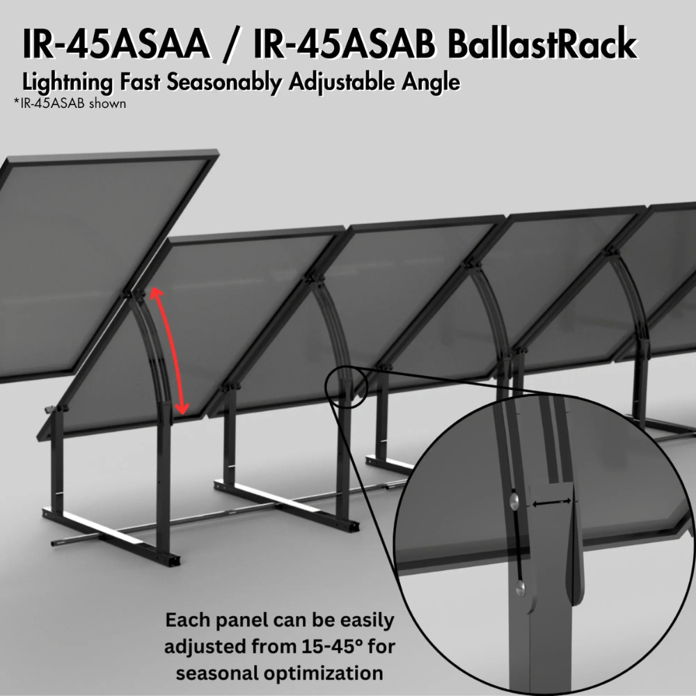 IntegraRack BallastRack Seasonably Adjustable Solar Module Rack - Aluminum