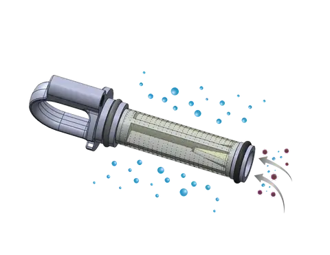 Innovative device showcasing off-grid distribution technology with dynamic energy flow.