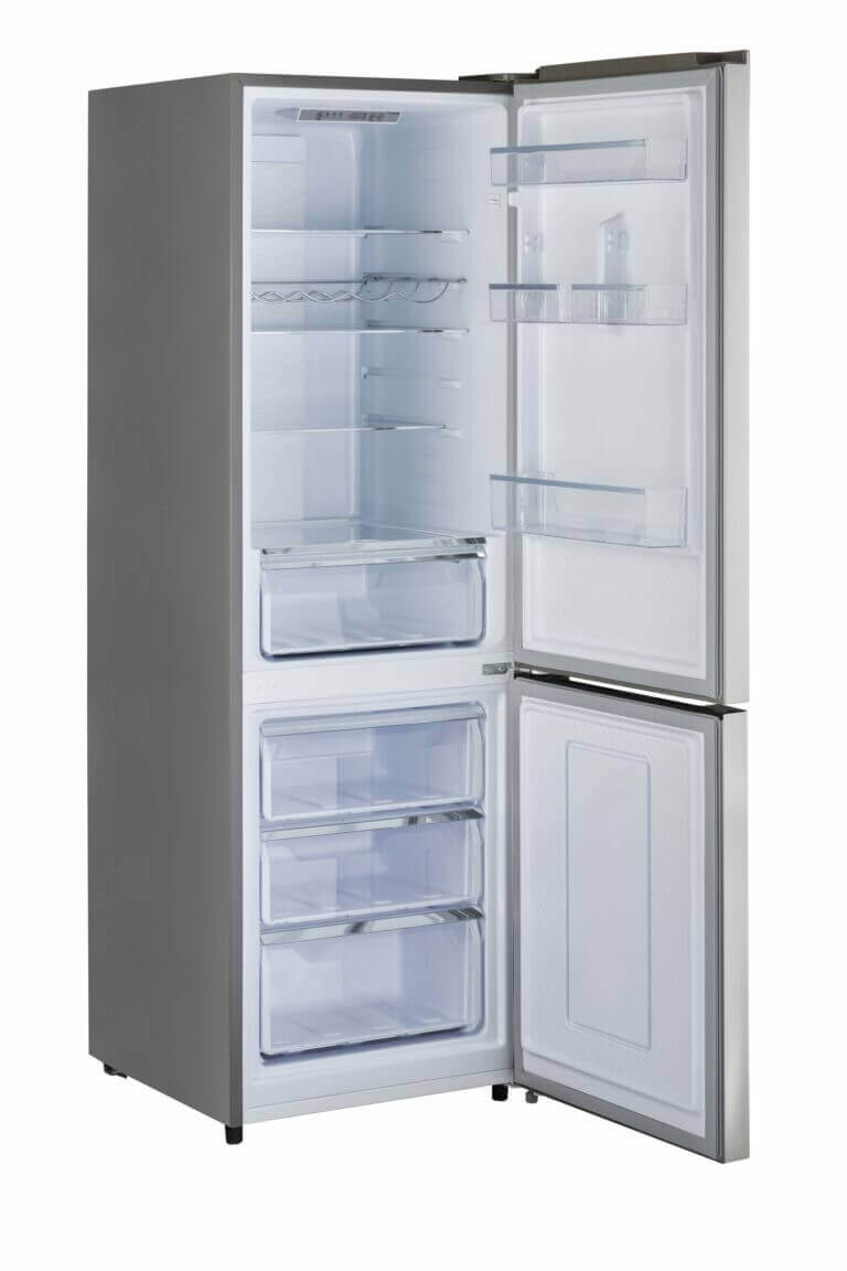 Unique Prestige 12 cu. ft. electric refrigerator; sleek, bottom-mount design with ample freezer space.