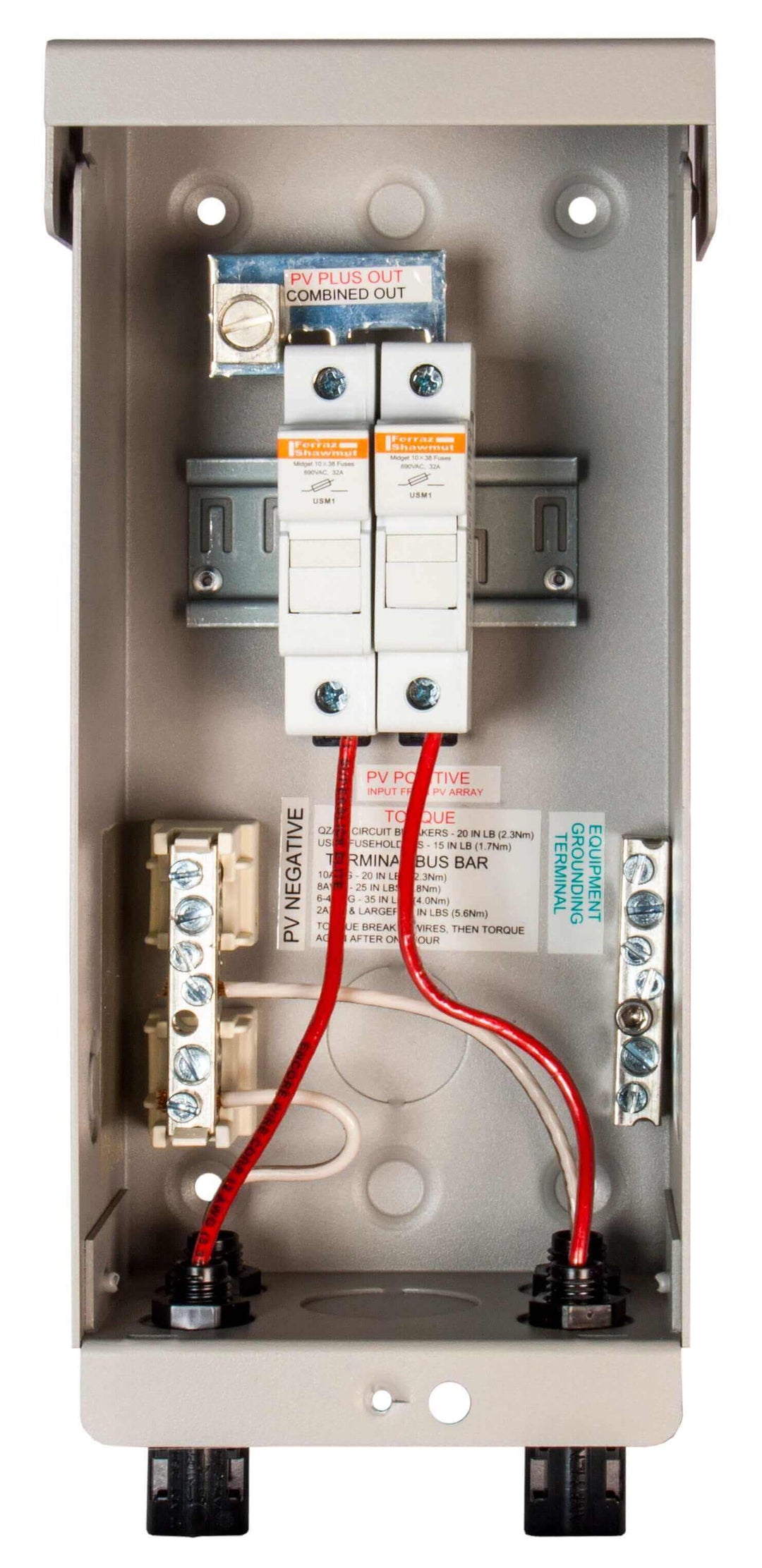 MidNite 3R Pre-Wired MNPV2 Combiner Box for outdoor use by Off-Grid Distribution, combines high voltage strings with fuses.