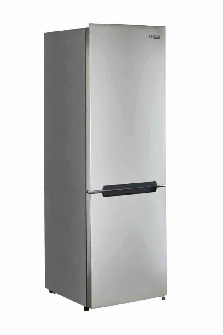 Modern Unique Prestige 12 cu. ft. electric bottom-mount refrigerator with sleek design and ample freezer space.