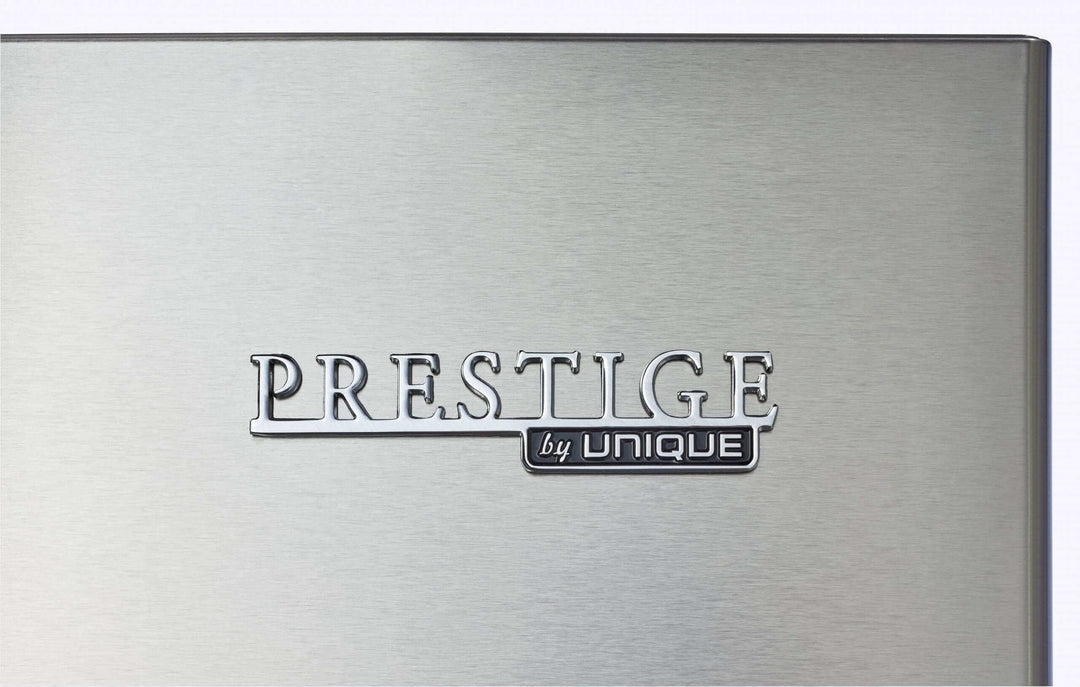 Prestige by Unique Refrigerator Logo on Stainless Steel Finish