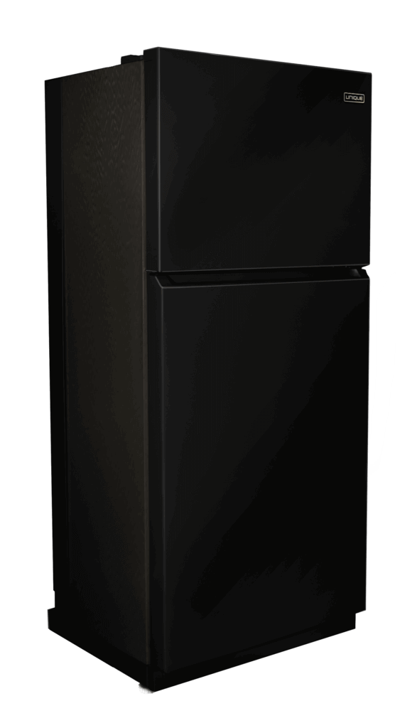 Unique 19 cu/ft Propane Fridge CM UGP-19C in sleek black design, ideal for cottages with large storage capacity.