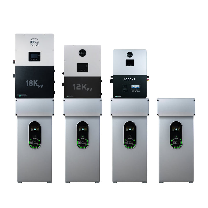 EG4 WallMount Indoor Battery with 18kPV, 12kPV, and 6000XP inverters by Off-Grid Distribution for energy systems.