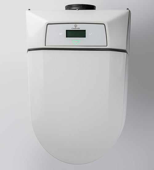 Cinderella Premium combustion toilet from Off-Grid Distribution, launching in 2024, eco-friendly B2B wholesale solution.