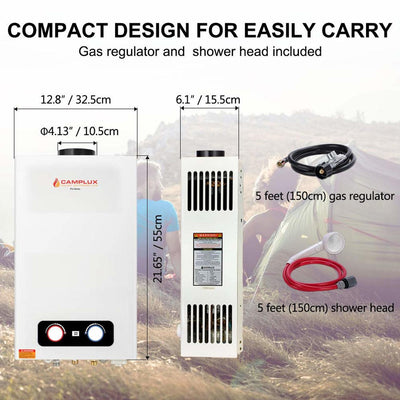 Camplux Pro Series 10L 2.64 GPM Outdoor Portable Tankless Water Heater